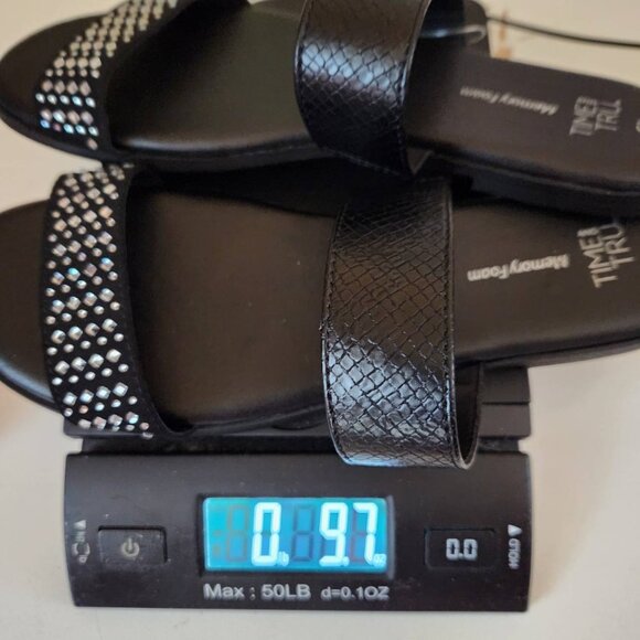 Time And Tru Women's Memory Foam Black Sandals 6.5 - Picture 9 of 9